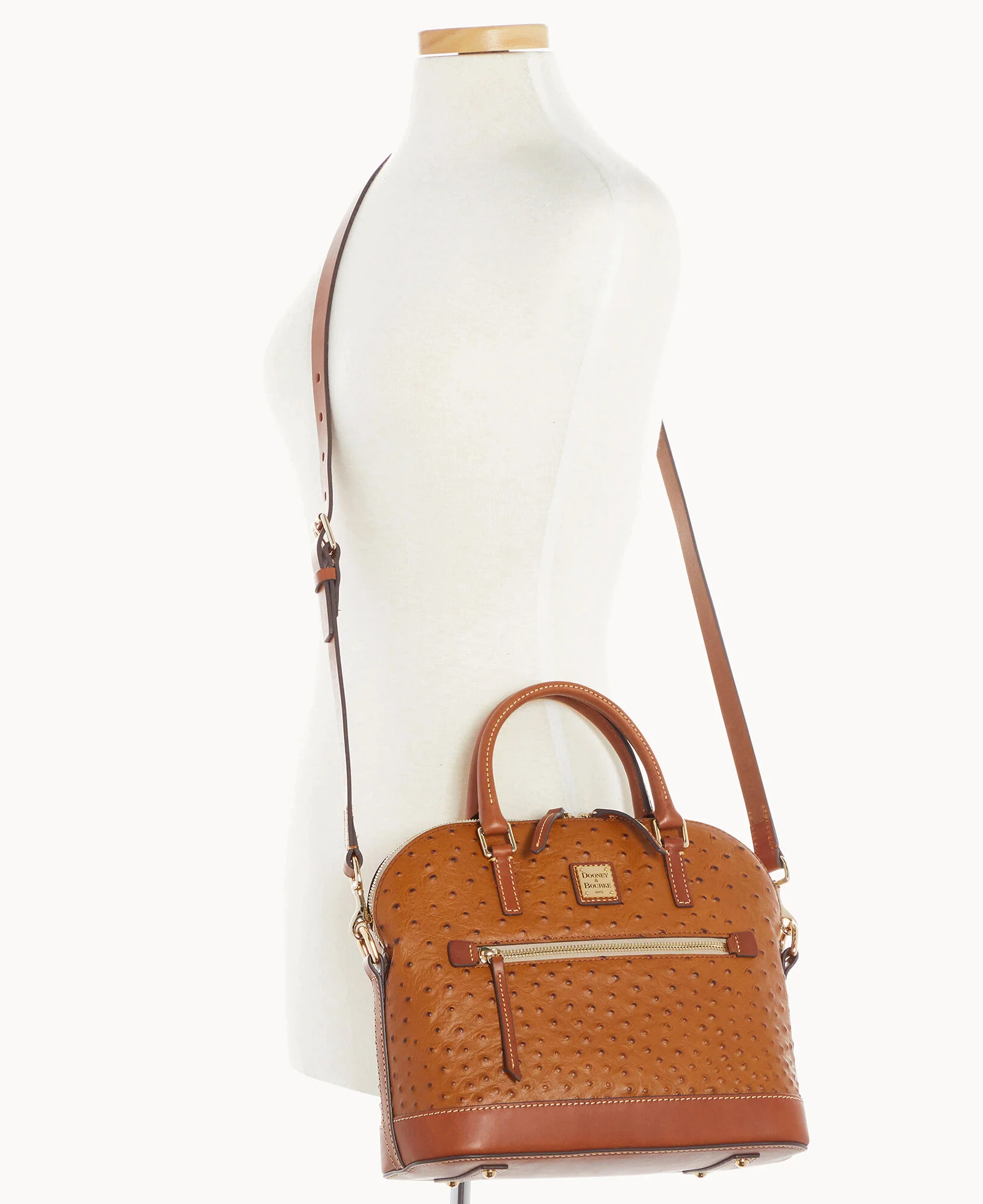 Ostrich Domed Zip Satchel - Image 12