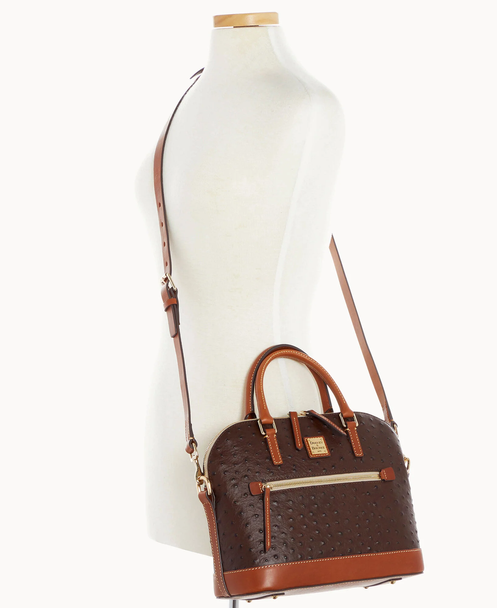 Ostrich Domed Zip Satchel - Image 16