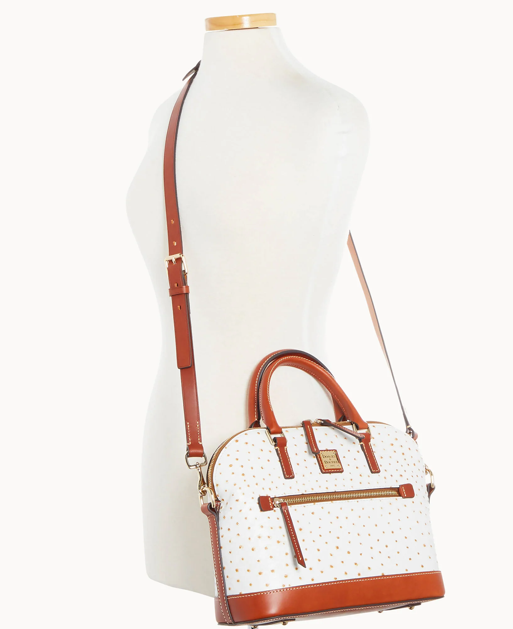 Ostrich Domed Zip Satchel - Image 20