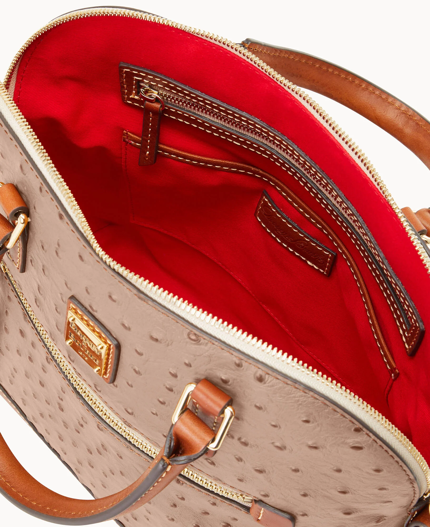 Ostrich Domed Zip Satchel - Image 23