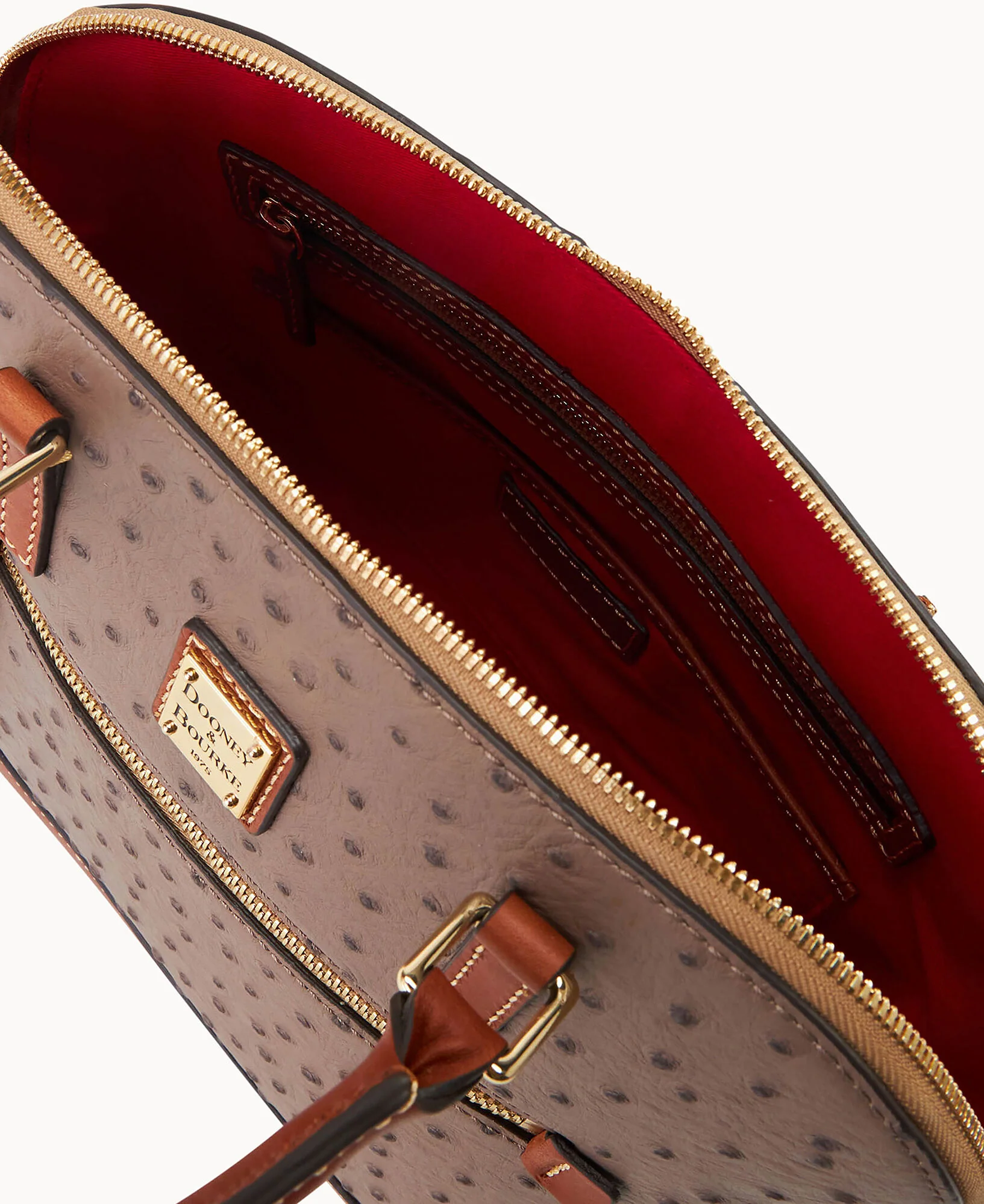 Ostrich Domed Zip Satchel - Image 27
