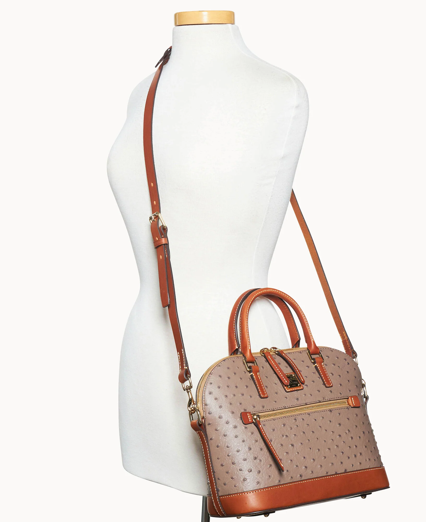Ostrich Domed Zip Satchel - Image 28