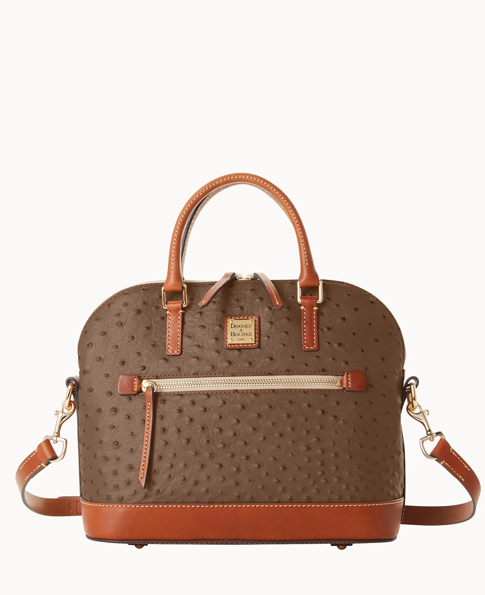 Ostrich Domed Zip Satchel - Image 5