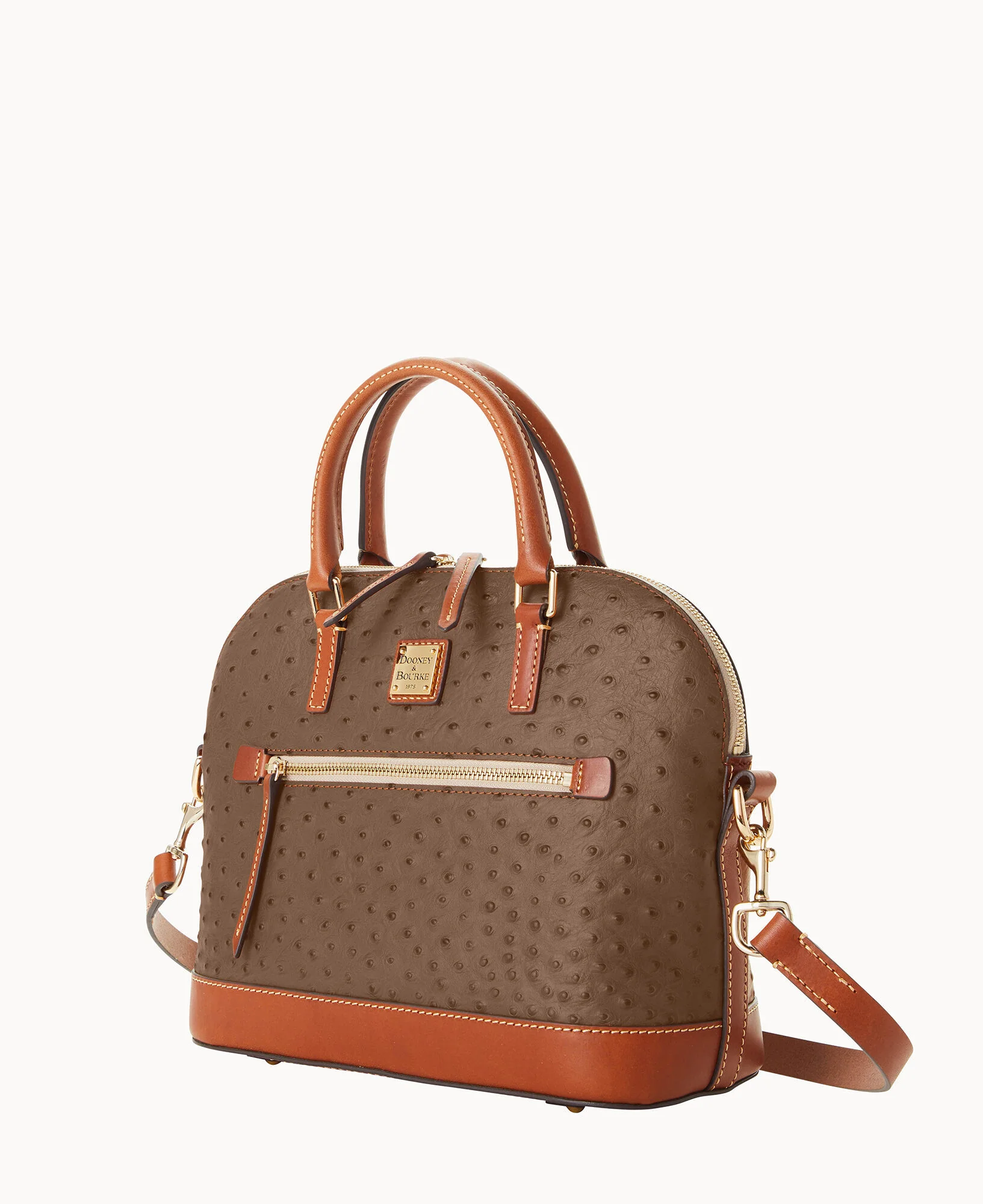 Ostrich Domed Zip Satchel - Image 6