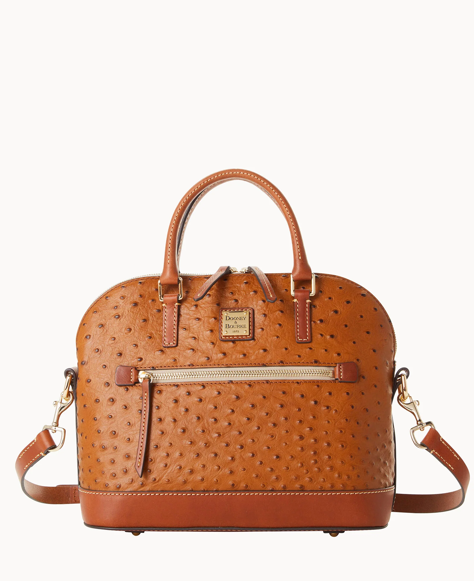 Ostrich Domed Zip Satchel - Image 9