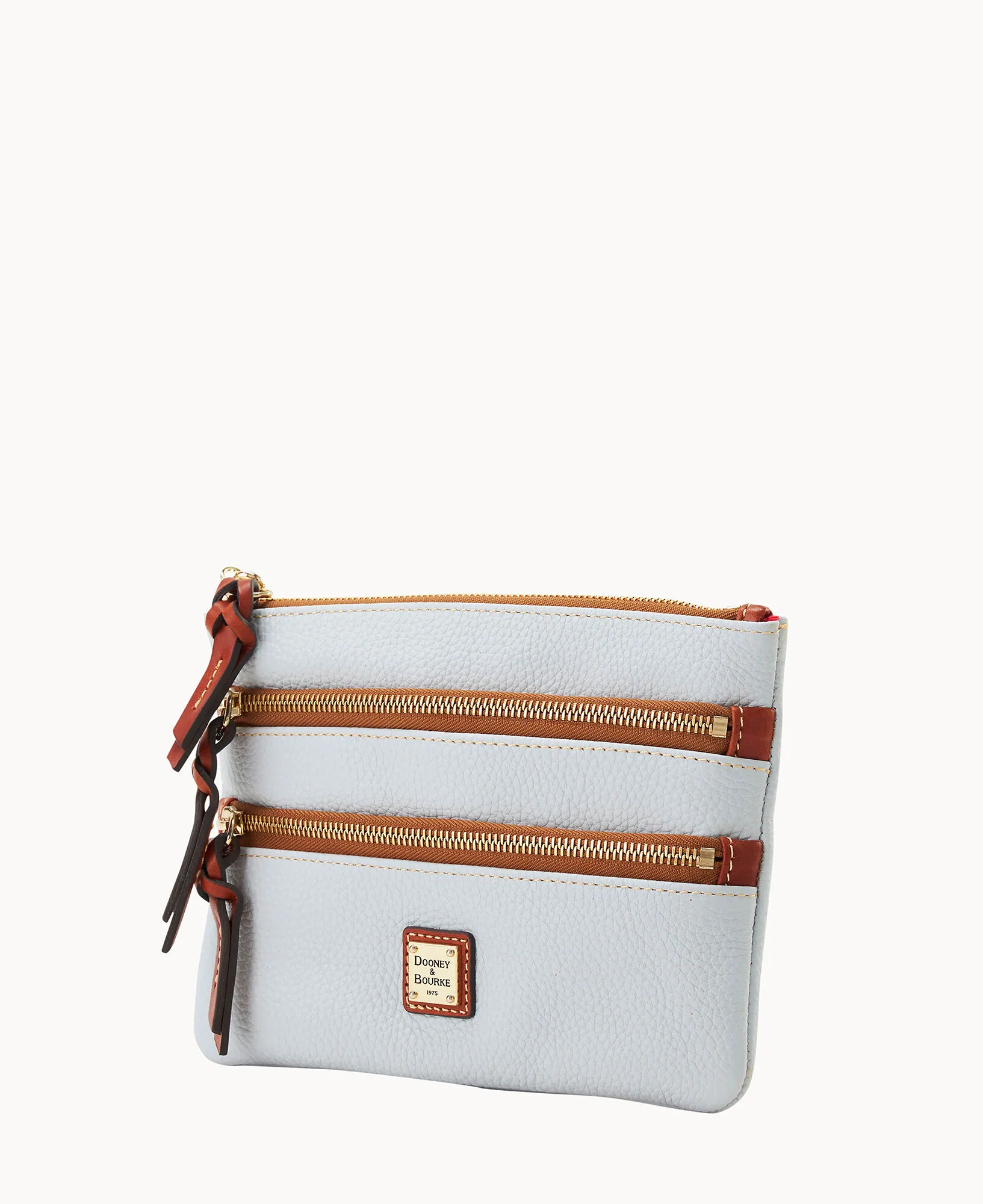 Pebble Grain Large Triple Zip Wristlet - Image 11