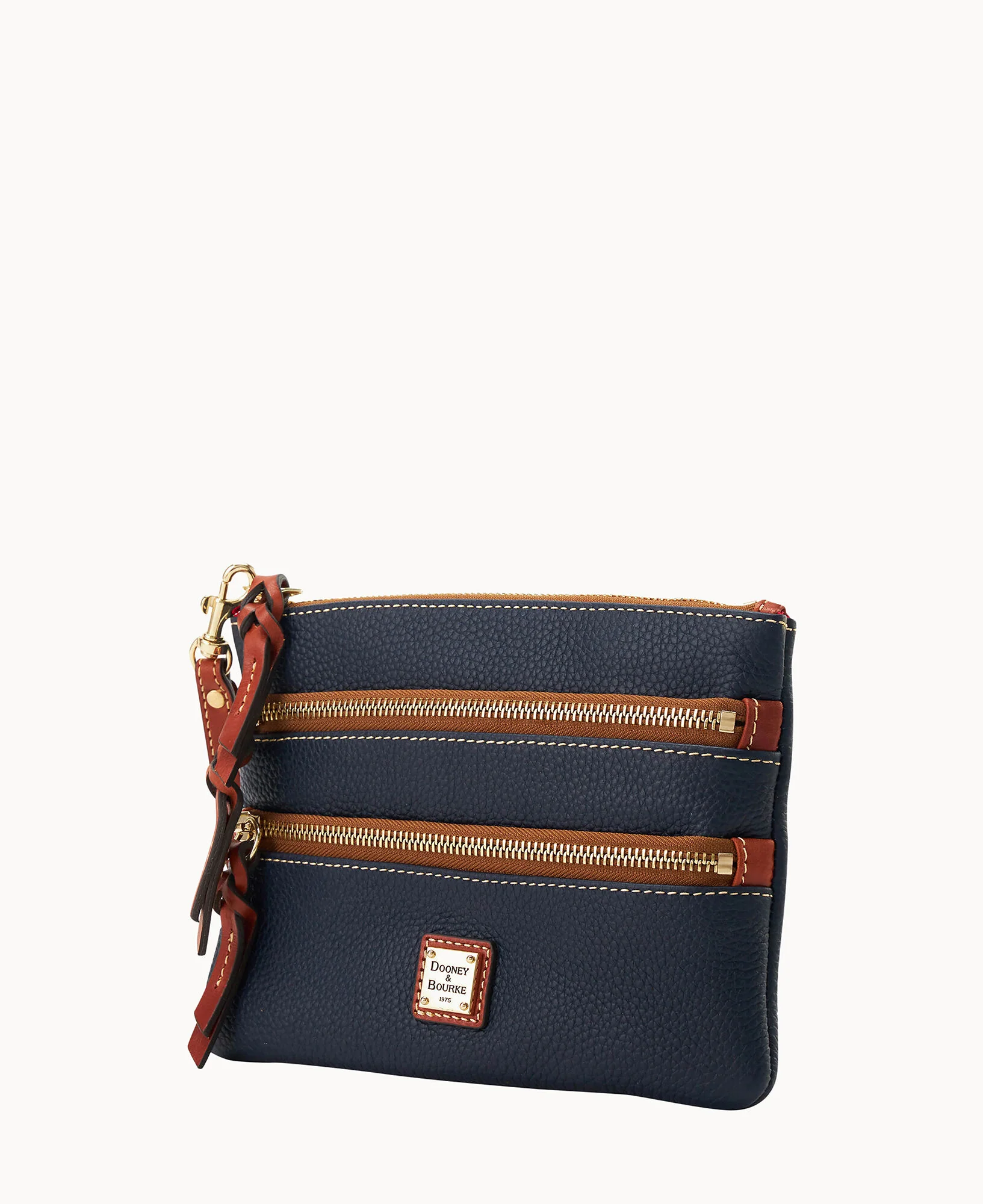 Pebble Grain Large Triple Zip Wristlet - Image 14