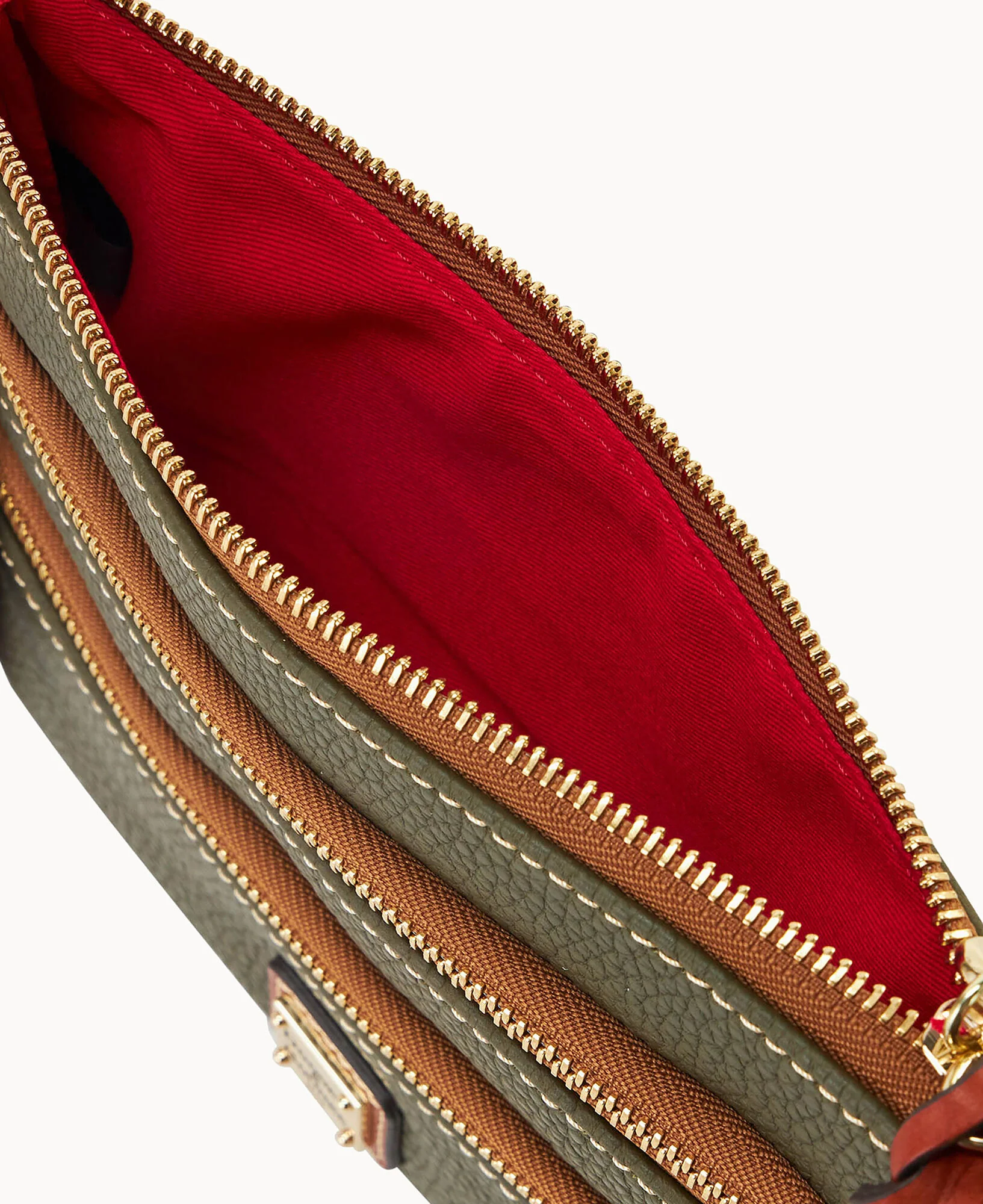 Pebble Grain Large Triple Zip Wristlet - Image 18