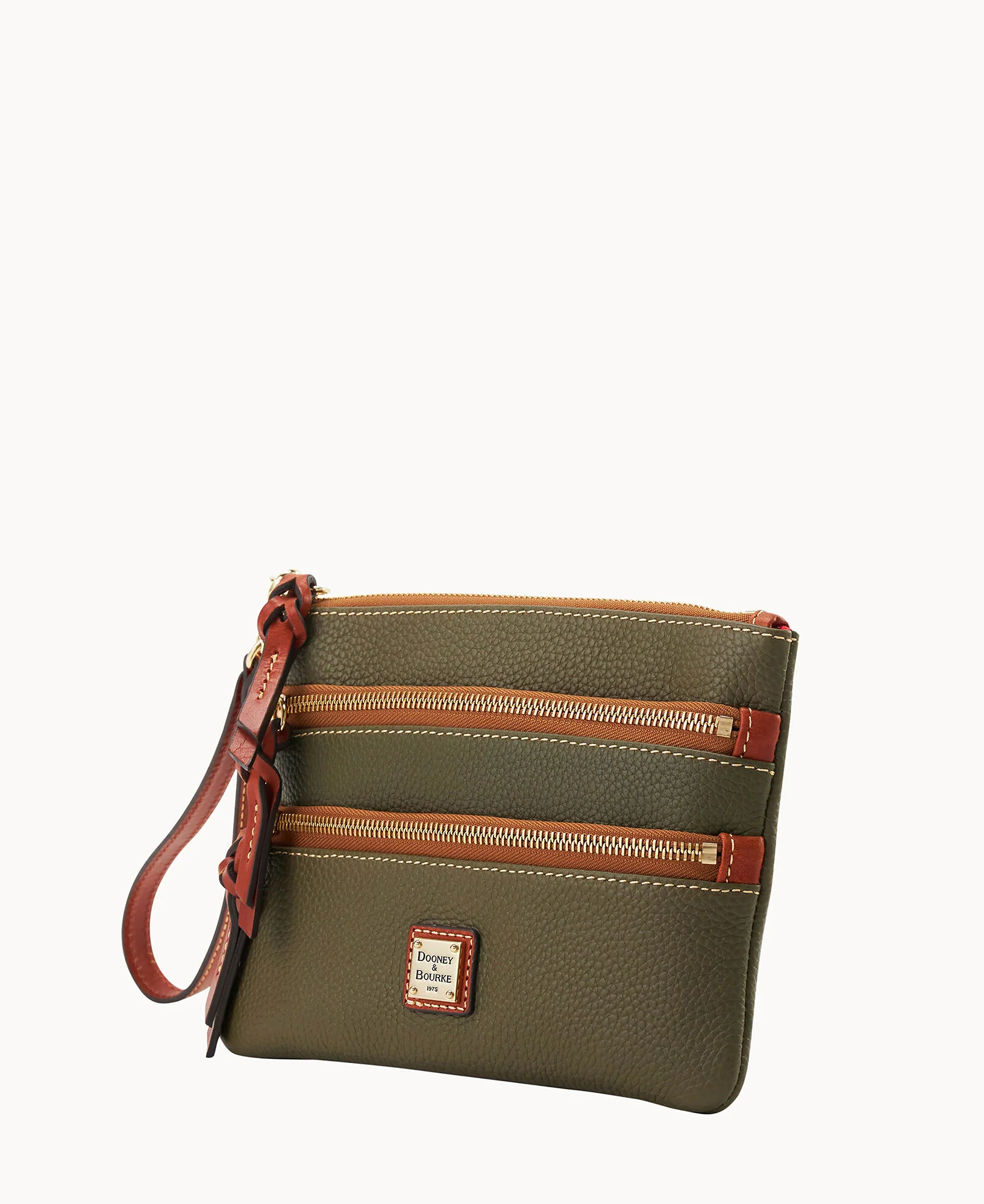 Pebble Grain Large Triple Zip Wristlet - Image 20
