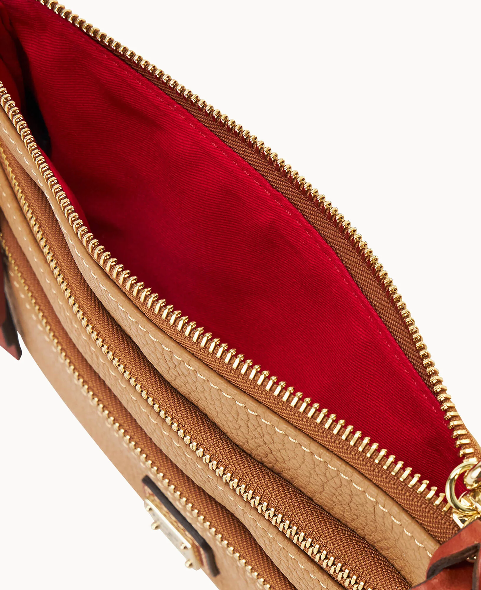 Pebble Grain Large Triple Zip Wristlet - Image 27