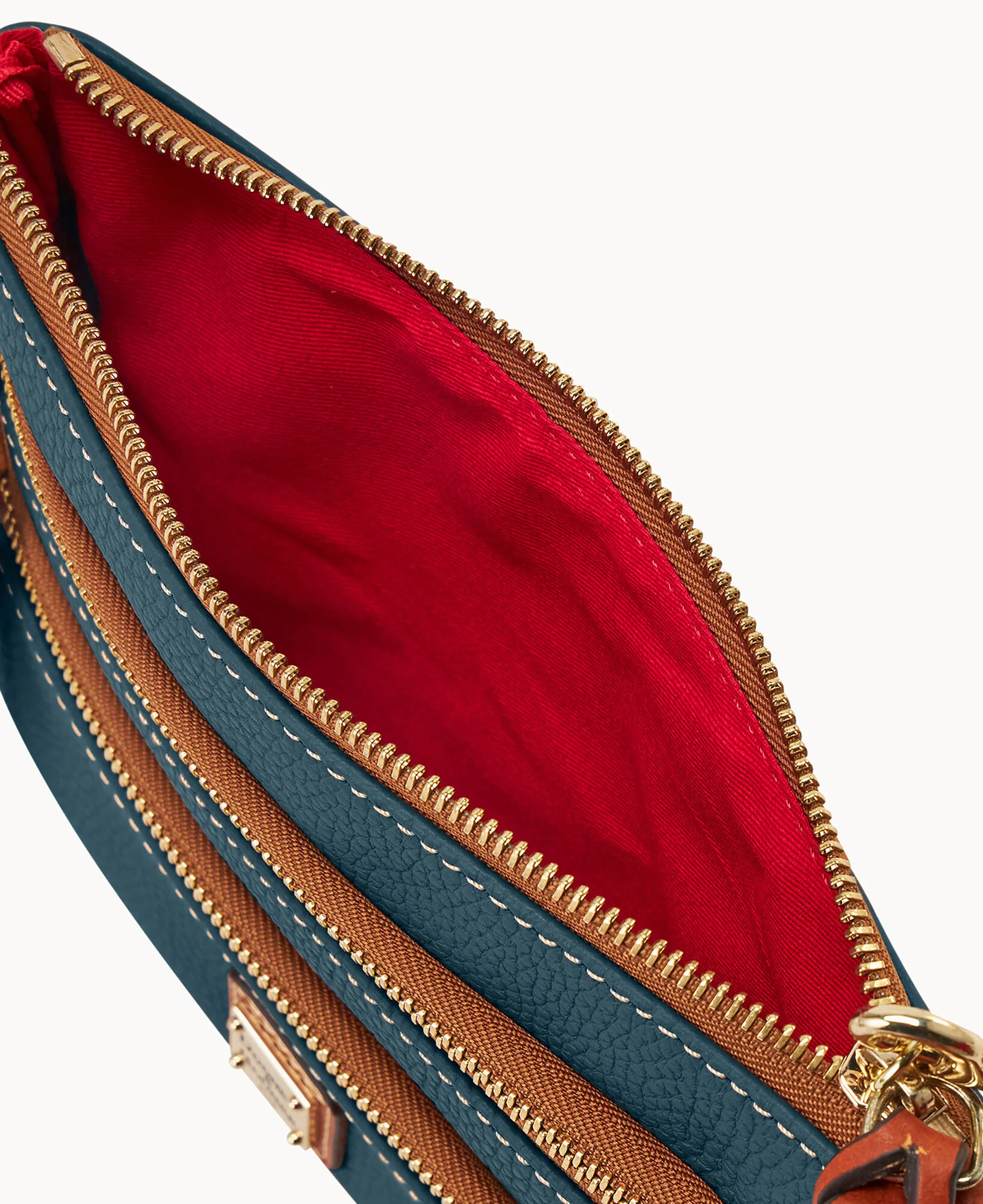 Pebble Grain Large Triple Zip Wristlet - Image 33