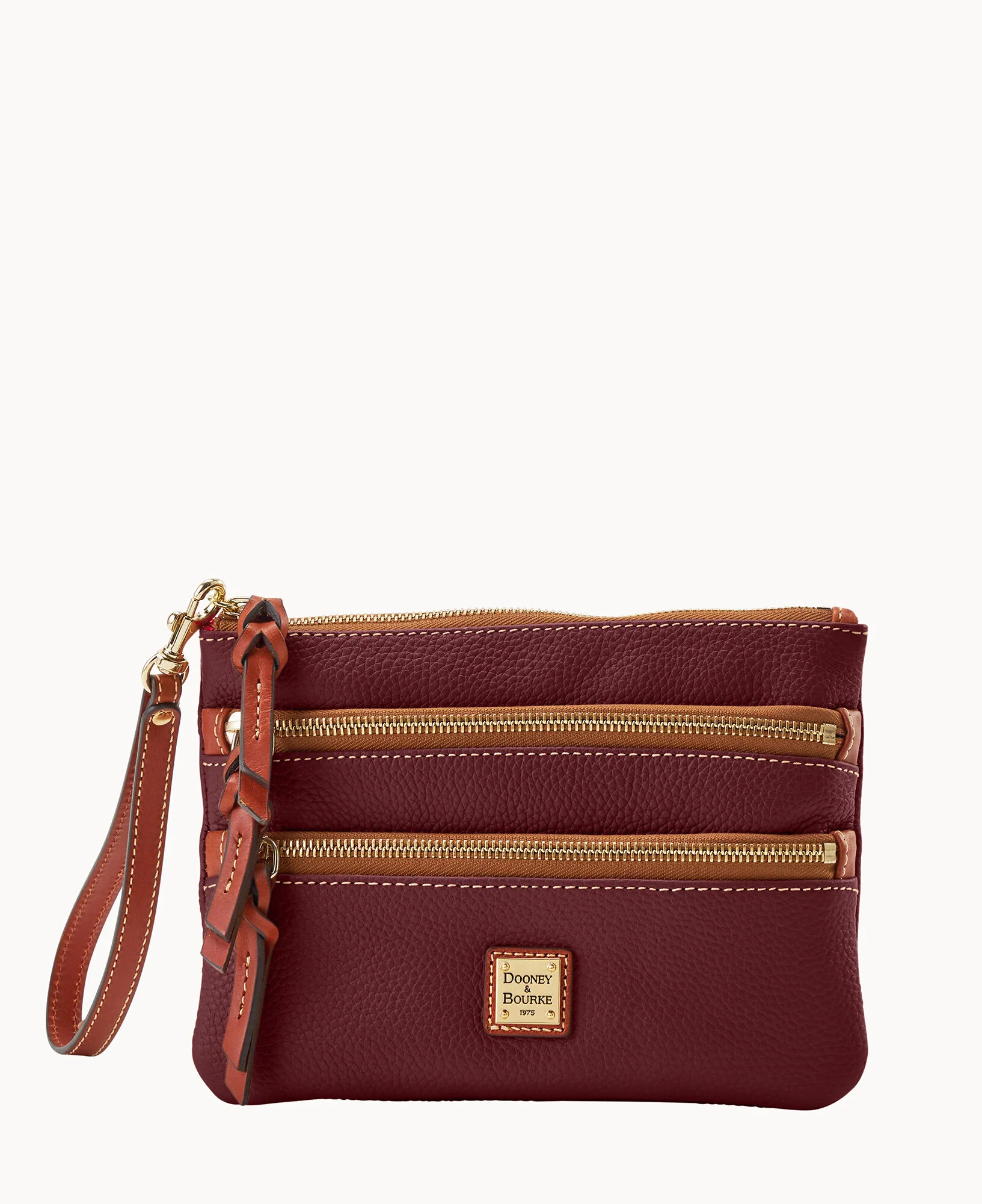 Pebble Grain Large Triple Zip Wristlet - Image 34