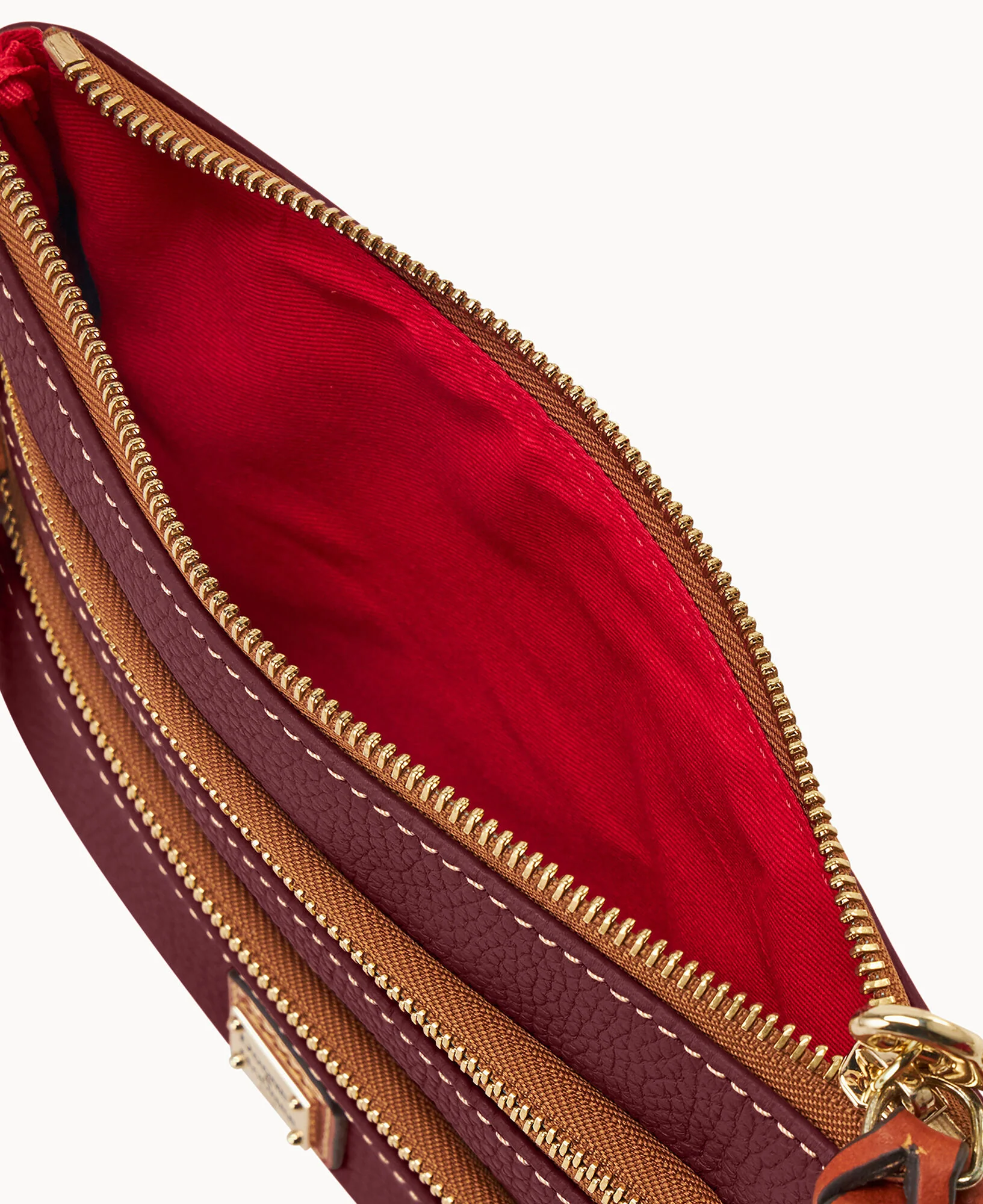 Pebble Grain Large Triple Zip Wristlet - Image 36