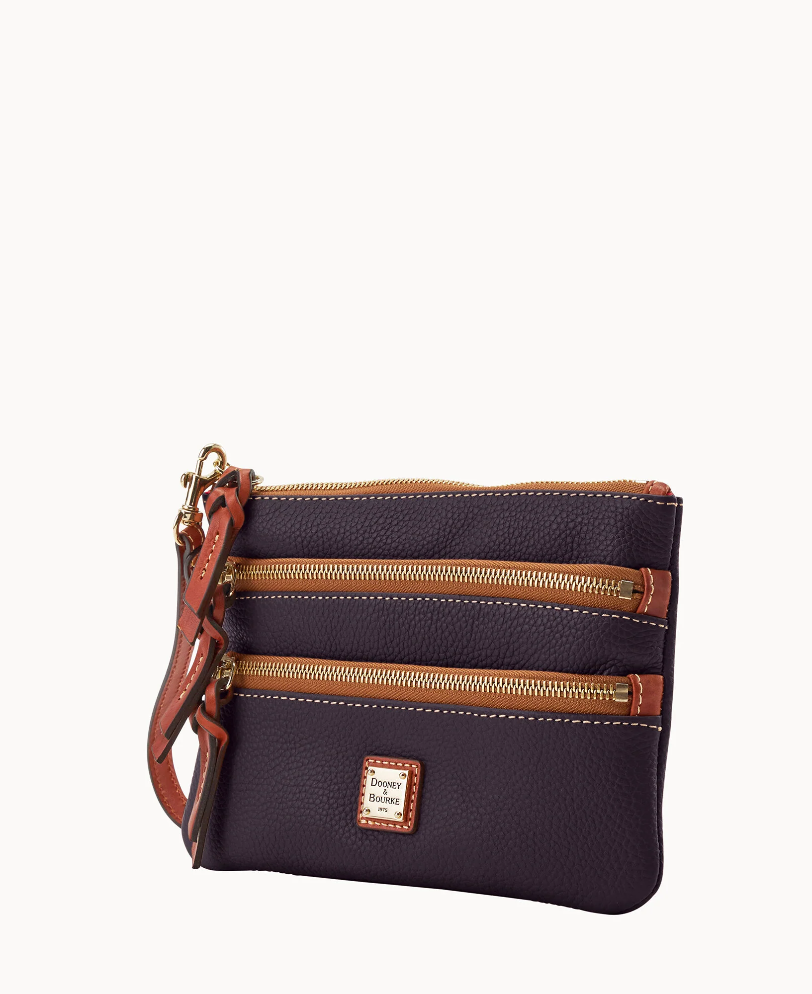 Pebble Grain Large Triple Zip Wristlet - Image 38