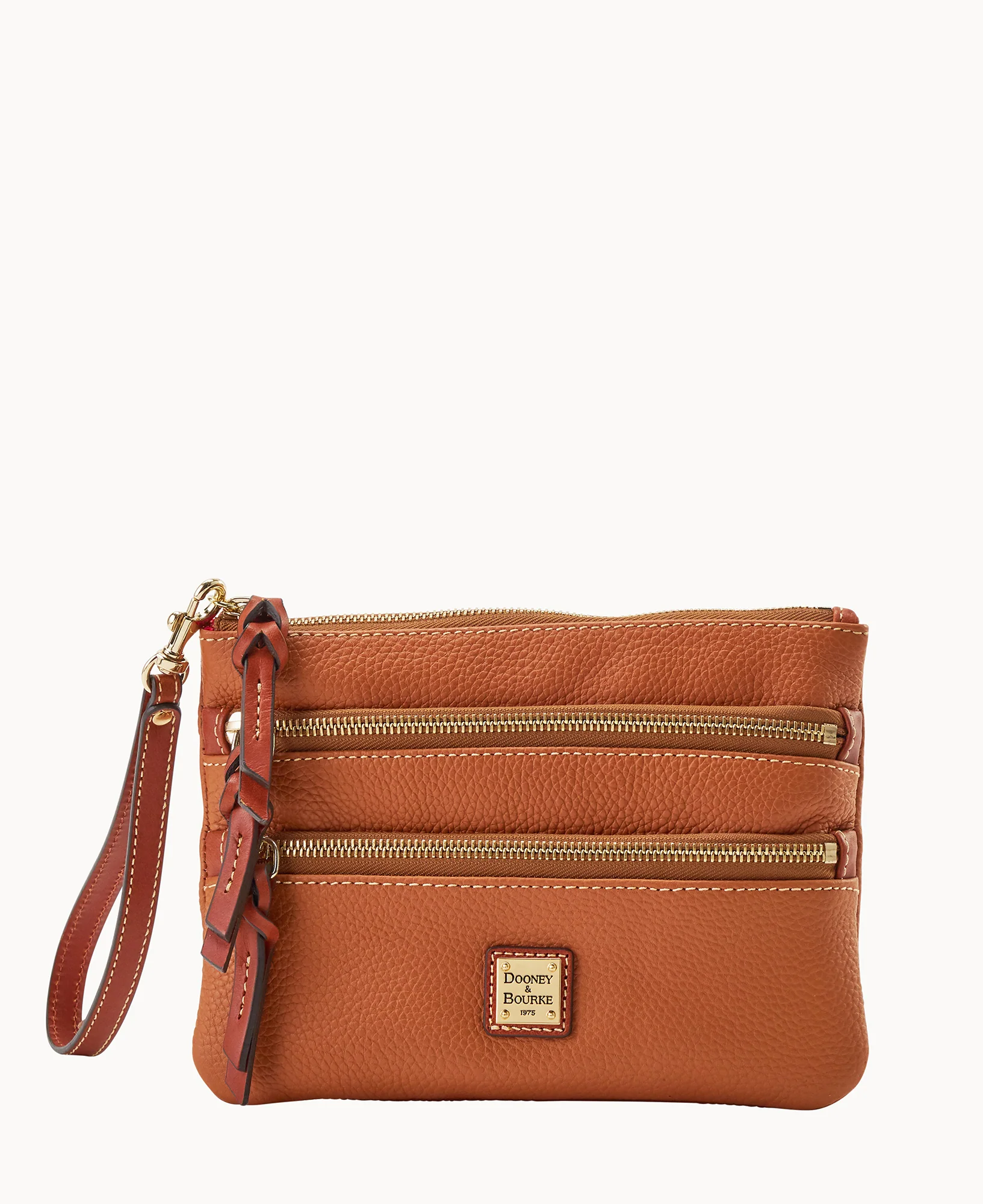 Pebble Grain Large Triple Zip Wristlet - Image 4