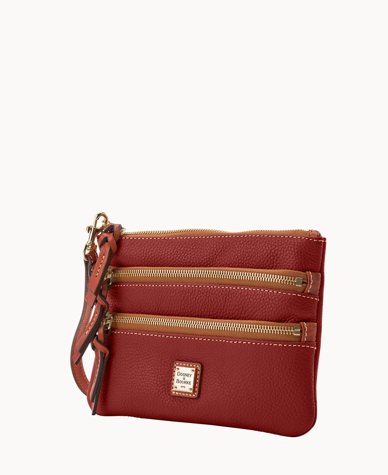 Pebble Grain Large Triple Zip Wristlet - Image 41