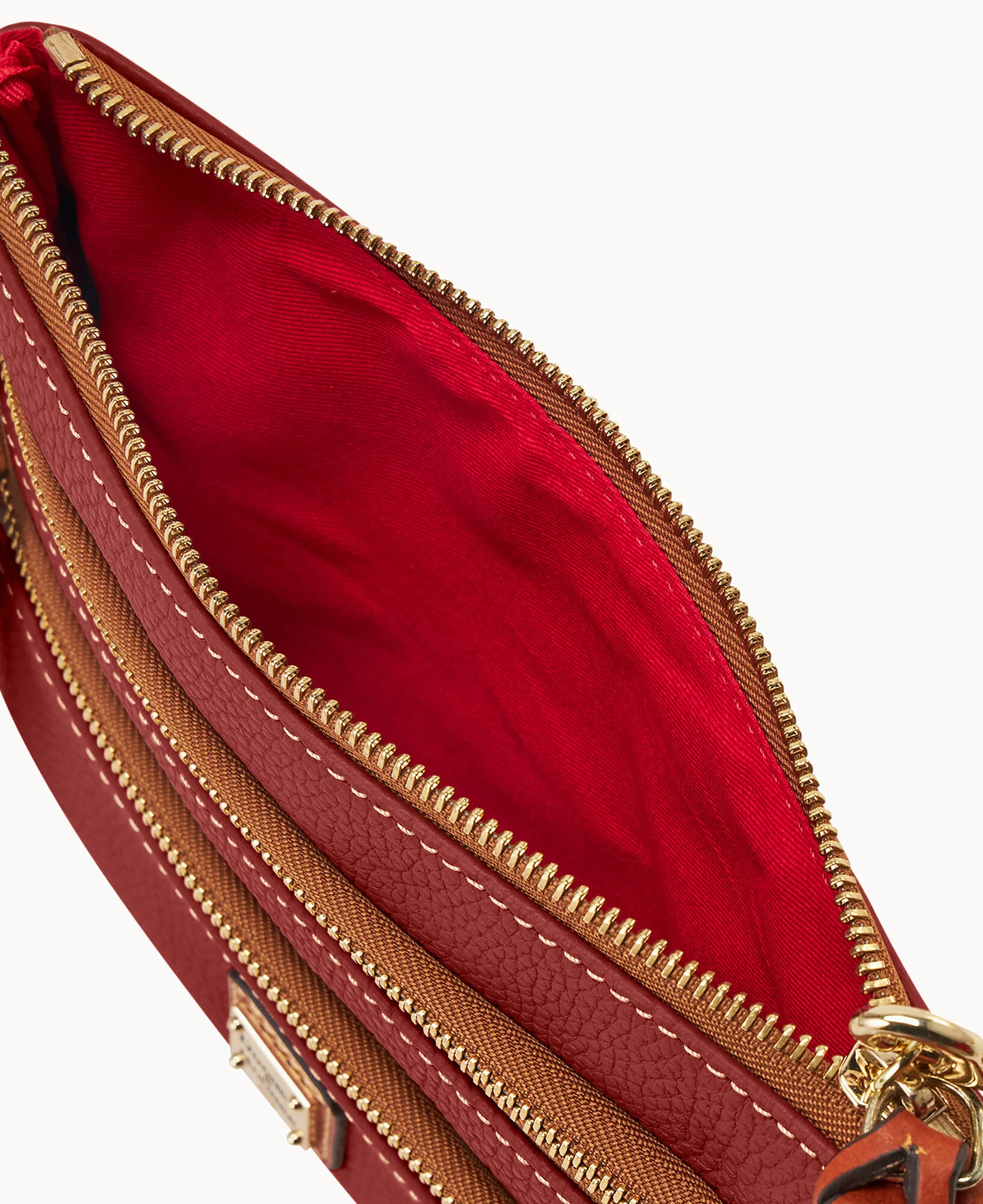 Pebble Grain Large Triple Zip Wristlet - Image 42