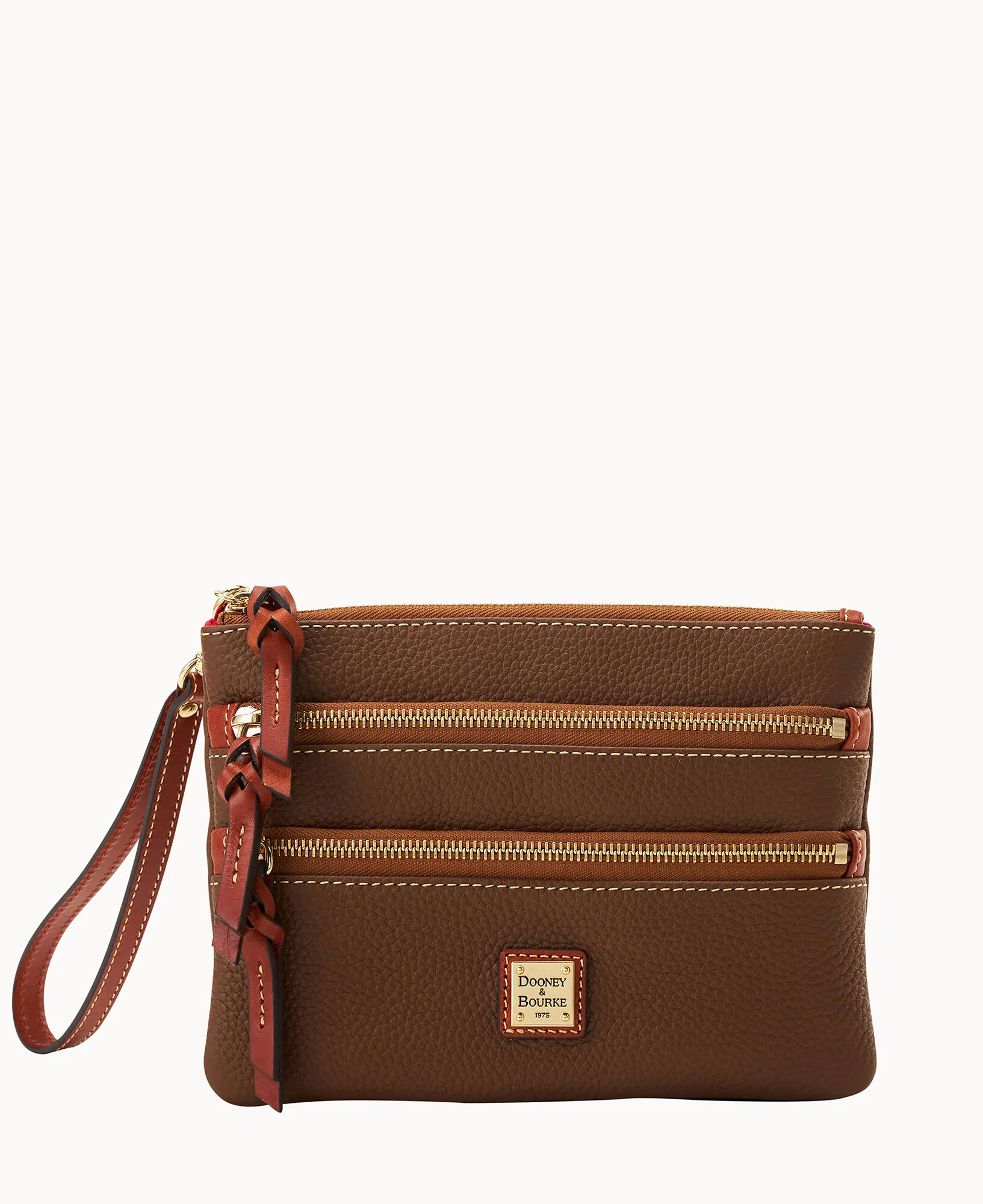 Pebble Grain Large Triple Zip Wristlet - Image 7