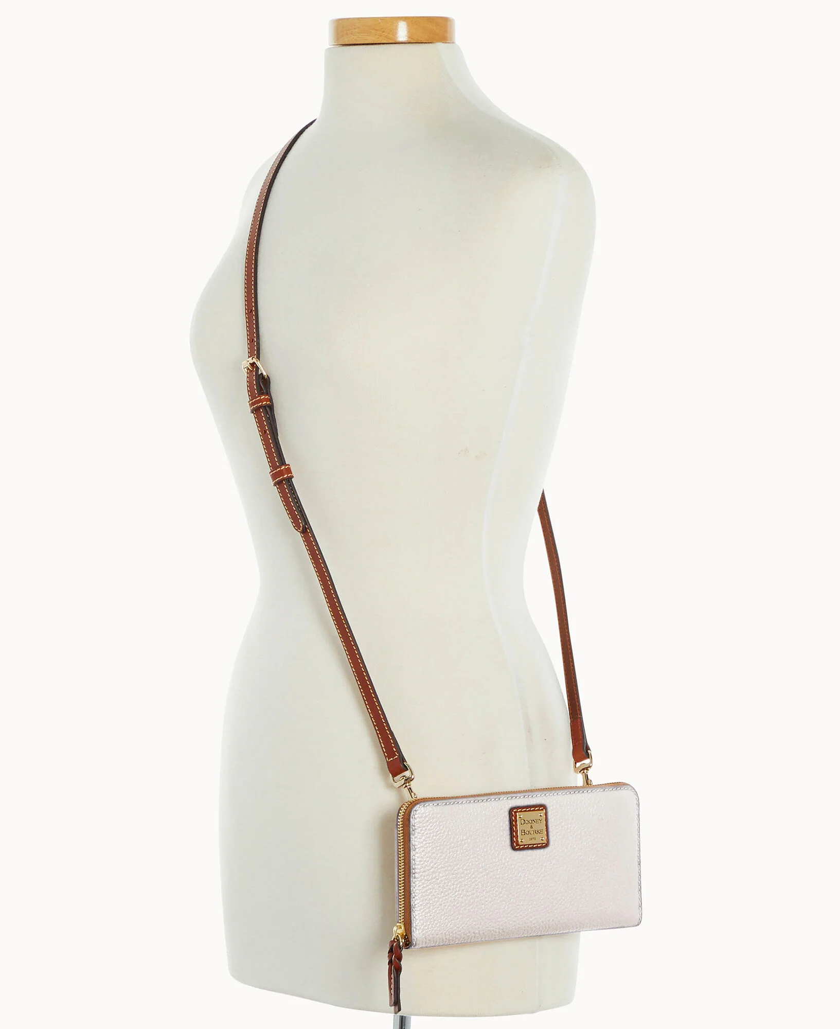 Pebble Grain Large Zip Around Wristlet Crossbody - Image 15