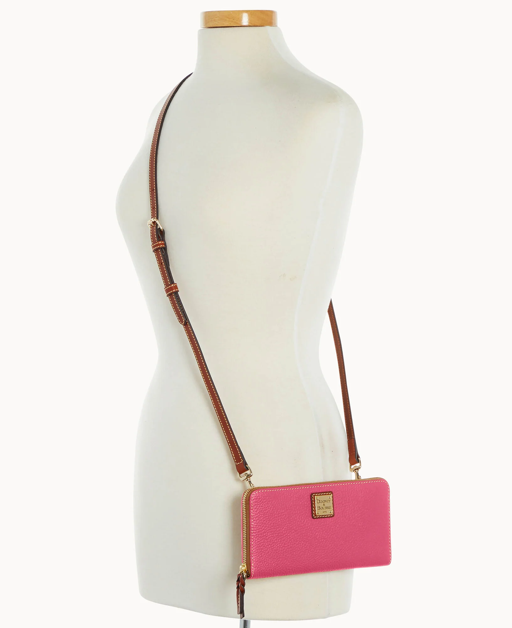 Pebble Grain Large Zip Around Wristlet Crossbody - Image 40