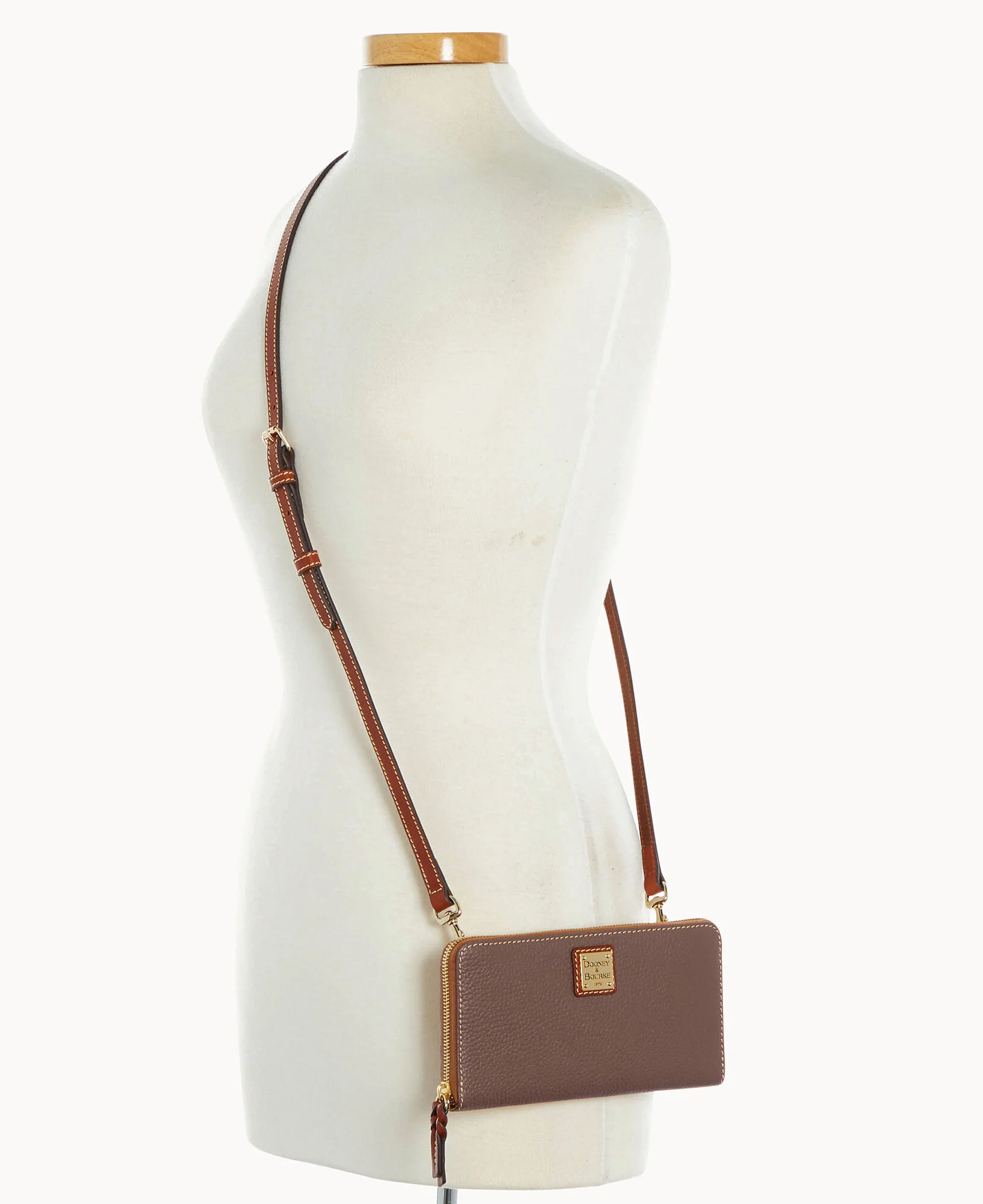 Pebble Grain Large Zip Around Wristlet Crossbody - Image 5