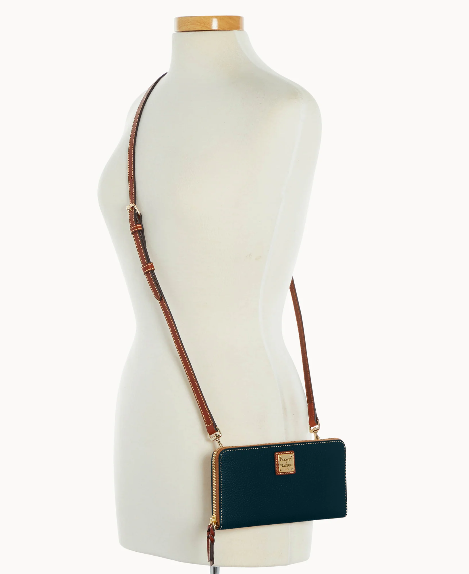 Pebble Grain Large Zip Around Wristlet Crossbody - Image 60