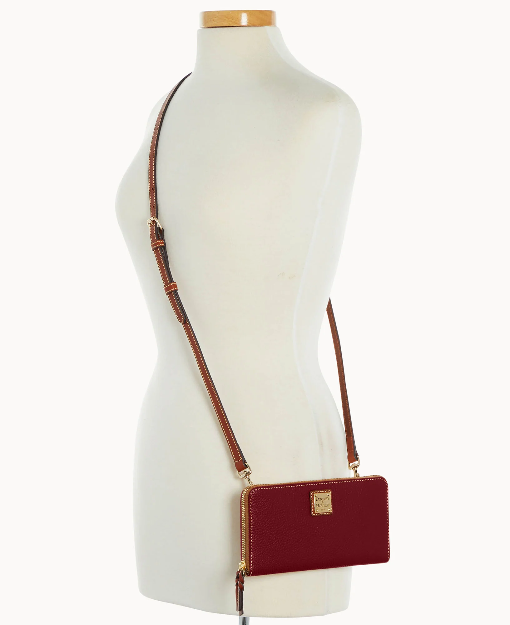 Pebble Grain Large Zip Around Wristlet Crossbody - Image 65